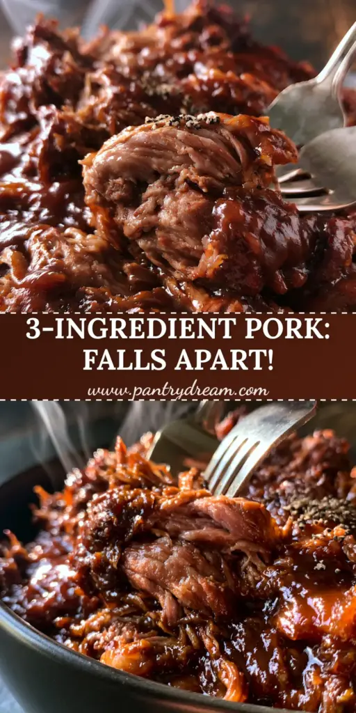 Root Beer Pork: Ultra-Succulent Shredded Shoulder with Mahogany Glaze 4 A close-up of succulent shredded root beer pork shoulder in a matte black bowl with a thick mahogany glaze and silver forks.